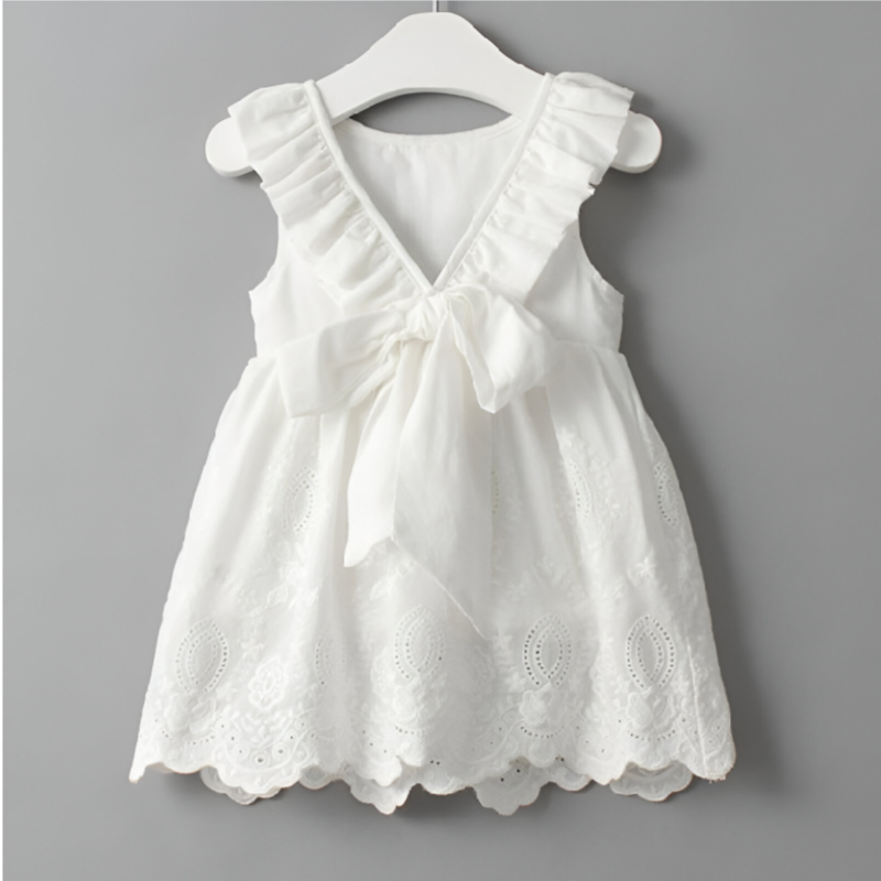 Sunlily – Backless White Summer Dress for Baby Girls
